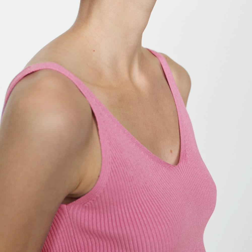 Mango Pink Ribbed Camisole Top - Picture 4 of 5